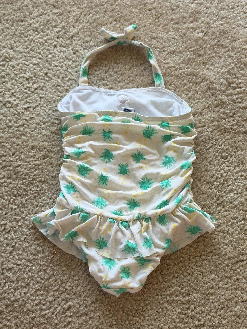 Janie and Jack White Pineapple Ruffle Halter One Piece Swimsuit Size 2T